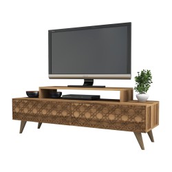 Έπιπλο τηλεόρασης μελαμίνης σε χρώμα καρυδί διαστάσεων  140x41.8x48.8Υ cm.