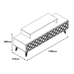 Έπιπλο τηλεόρασης μελαμίνης σε χρώμα καρυδί με κρεμ διαστάσεων 140x41.8x48.8Υ cm.