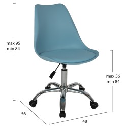 Καρέκλα γραφείου vegas σε γαλάζιο χρώμα διαστάσεων  48x56x95Υ cm.