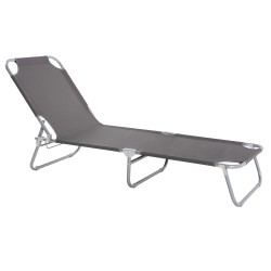 Ξαπλώστρα μεταλλική Kalynda γκρι με γκρι ύφασμα διαστάσεων 190x60x25Υcm