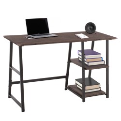 Γραφείο μεταλλικό μαύρο με καρυδί MDF επιφάνεια 120x50x73,5Υcm