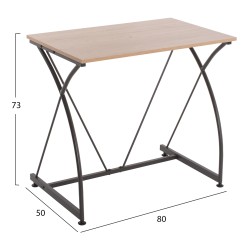 Γραφείο μεταλλικό μαύρο με MDF επιφάνεια σε Οak 80x50x73Υcm