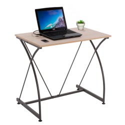 Γραφείο μεταλλικό μαύρο με MDF επιφάνεια σε Οak 80x50x73Υcm