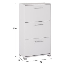 Παπουτσοθήκη Davina μελαμίνης 3 θέσεων σε χρώμα λευκό διαστάσεων 62x24x110Υcm