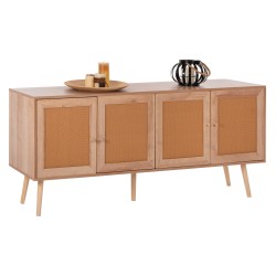 Μπουφές Colm μελαμίνης & συνθετικό rattan στις 4 πόρτες διαστάσεων 160x39,5x71Ycm