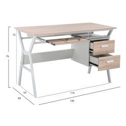 Σετ γραφείου 2 τεμάχια μελαμίνη σε Sonoma - λευκό μεταλλικά