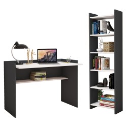 Σετ γραφείου 2 τεμάχια από μελαμίνη σε χρώμα γκρι - λευκή 