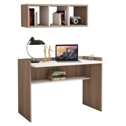 Σετ γραφείου 2 τεμάχια σε χρώμα Sonoma με λευκό από μελαμίνη