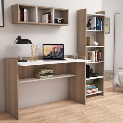 Σετ γραφείου 3 τεμάχια μελαμίνης σε απόχρωση Sonoma και λευκό 