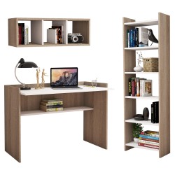 Σετ γραφείου 3 τεμάχια μελαμίνης σε απόχρωση Sonoma και λευκό 