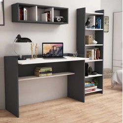 Σετ γραφείου 3 τεμάχια μελαμίνης σε χρώμα γκρι και λευκό