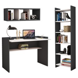 Σετ γραφείου 3 τεμάχια μελαμίνης σε χρώμα γκρι και λευκό