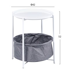 Βοηθητικό τραπεζάκι λευκό μέταλλο - γκρι ύφασμα διαστάσεων φ42x52Ycm