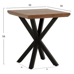 Βοηθητικό τραπεζάκι σαλονιού διαστάσεων 50x50x58Υcm από ξύλο καρυδιάς και μεταλλική βάση 