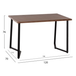 Τραπέζι τραπεζαρίας Jay mdf καρυδί - μαύρα μεταλλικά πόδια 120x70x76Ycm