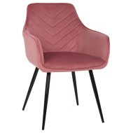 Πολυθρόνα Latrell σε χρώμα σάπιο μήλο βελούδινο με μαύρα μεταλλικά πόδια διαστάσεων 55x57x84Ycm