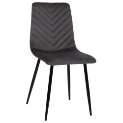 Καρέκλα Latrell βελούδο γκρι με μαύρα μεταλλικά ποδιά διαστάσεων 43x54x88Ycm