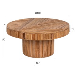 Τραπέζι σαλονιού Gatsby στρόγγυλο Rattan χρώμα φυσικό φ100x50Ycm