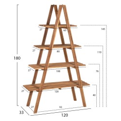 Βιβλιοθήκη Stam Teak ξύλο σε φυσικό χρώμα 120x33x180Υcm