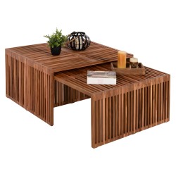 Σετ τραπέζια σαλονιού Νya ξύλο Teak σε φυσικό χρώμα 86x79x46Ycm