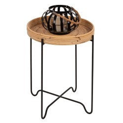 Τραπεζάκι βοηθητικό Fly Rattan φυσικό χρώμα - μεταλλική βάση μαύρη φ40x53Ycm