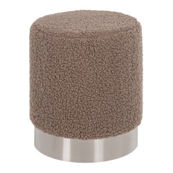 Σκαμπό Levy ανοιχτό καφέ μπουκλέ ύφασμα με ασημί βάση φ35x42Ycm Σκαμπό Levy ανοιχτό καφέ μπουκλέ ύφασμα με ασημί βάση φ35x42Ycm