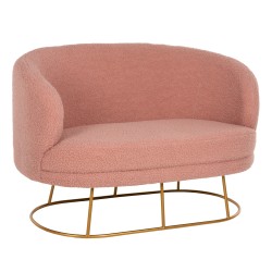 Καναπές διθέσιος Arien σε χρώμα σάπιο μήλο μπουκλέ ύφασμα με χρυσή βάση διαστάσεων 130x75x85Ycm