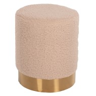 Σκαμπό Levy εκρού μπουκλέ ύφασμα με χρυσή βάση φ35x42Ycm