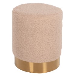 Σκαμπό Levy εκρού μπουκλέ ύφασμα με χρυσή βάση φ35x42Ycm Σκαμπό Levy εκρού μπουκλέ ύφασμα με χρυσή βάση φ35x42Ycm