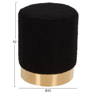 Σκαμπό Levy μαύρο μπουκλέ ύφασμα με χρυσή βάση φ35x42Ycm