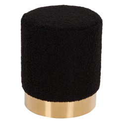 Σκαμπό Levy μαύρο μπουκλέ ύφασμα με χρυσή βάση φ35x42Ycm Σκαμπό Levy μαύρο μπουκλέ ύφασμα με χρυσή βάση φ35x42Ycm