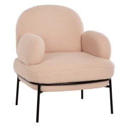 Πολυθρόνα Agnes εκρού μπουκλέ με μαύρα μεταλλικά πόδια 74x71x83Ycm Πολυθρόνα Agnes εκρού μπουκλέ με μαύρα μεταλλικά πόδια 74x71x83Ycm