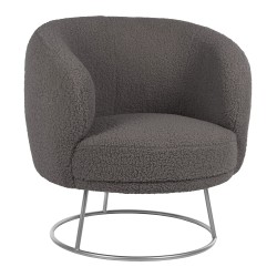 Πολυθρόνα Arien με μπουκλέ ύφασμα σε χρώμα γκρι με ασημί βάση διαστάσεων 78x75x84Υcm