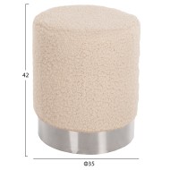 Σκαμπό Levy λευκό μπουκλέ ύφασμα με ασημί βάση φ35x42Ycm