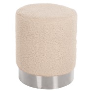 Σκαμπό Levy λευκό μπουκλέ ύφασμα με ασημί βάση φ35x42Ycm