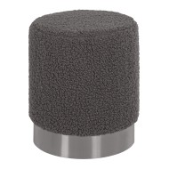 Σκαμπό Levy γκρι μπουκλέ ύφασμα με ασημί βάση φ35x42Ycm