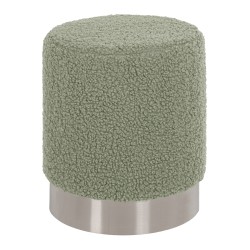 Σκαμπό Levy φυστικί μπουκλέ ύφασμα με ασημί βάση φ35x42Ycm