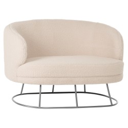 Καναπές διθέσιος Arien σε χρώμα λευκό μπουκλέ με ασημί βάση διαστάσεων 125x80x84Ycm