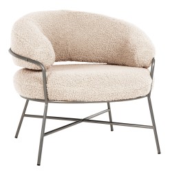 Πολυθρόνα Trudi με μπουκλέ ύφασμα σε χρώμα λευκό με ασημί σκελετό διαστάσεων 84x79x76Υcm Πολυθρόνα Trudi με μπουκλέ ύφασμα σε χρώμα λευκό με ασημί σκελετό διαστάσεων 84x79x76Υcm