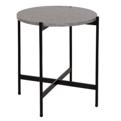 Βοηθητικό τραπέζι mdf γκρι μάρμαρο με μαύρη μεταλλική βάση διαστάσεων φ50x55Ycm Βοηθητικό τραπέζι mdf γκρι μάρμαρο με μαύρη μεταλλική βάση διαστάσεων φ50x55Ycm
