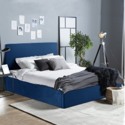 Κρεβάτι Allie διαστάσεων 160x200 με αποθηκευτικό χώρο χρώμα μπλε βελούδο