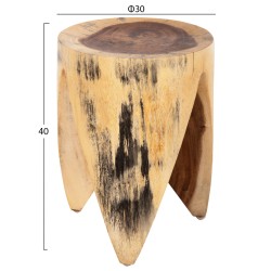 Σκαμπό Onyx μασίφ ξύλο Suar σε φυσικό σχήμα τρίνυχο Φ30χ40hcm