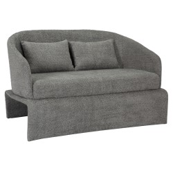 Καναπές διθέσιος Bevy2 σε χρώμα γκρι με μπουκλέ ύφασμα και μεταλλικό σκελετό διαστάσεων 128x72x74Υcm