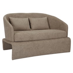 Καναπές διθέσιος Bevy2 σε χρώμα μπεζ με μπουκλέ ύφασμα και μεταλλικό σκελετό διαστάσεων 128x72x74Υcm