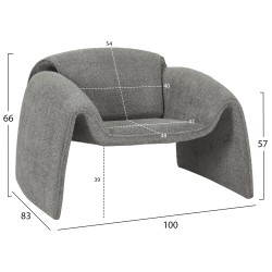 Πολυθρόνα Laforge γκρι μπουκλέ ύφασμα - μεταλλικός σκελετός 100x83x66Ycm