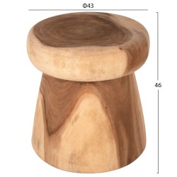 Τραπέζι βοηθητικό στρόγγυλο Cupre μασίφ ξύλο Suar - φυσικό φ43x46Ycm