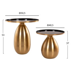 Βοηθητικά τραπεζάκια 2τμχ Deanna μέταλλο σε μαύρο & χρυσό φ50,5 & φ40,5cm