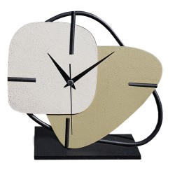 Επιτραπέζιο ρολόι μεταλλικό χρώματος εκρού-ανοιχτό πράσινο διαστάσεων 25x22cm