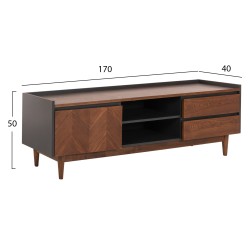 Έπιπλο τηλεόρασης veen από mdf με καπλαμά καρυδιάς σε καρυδί και σκούρο γκρι χρώμα διαστάσεων 170x40x50Υ cm.