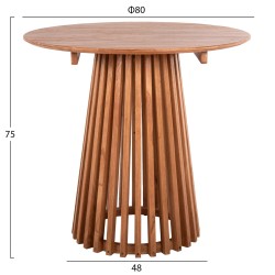 Τραπέζι τραπεζαρίας στρόγγυλο Frantz μασίφ ξύλο Mindi σε φυσικό φ80x75Υcm